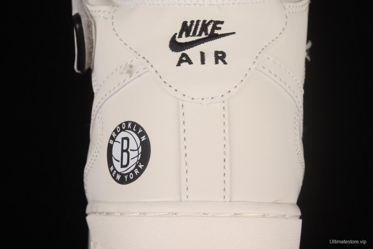 NIKE Air Force 1x 07 Mid rice black and white Brooklyn Nets city limited casual board shoes NT2969-013