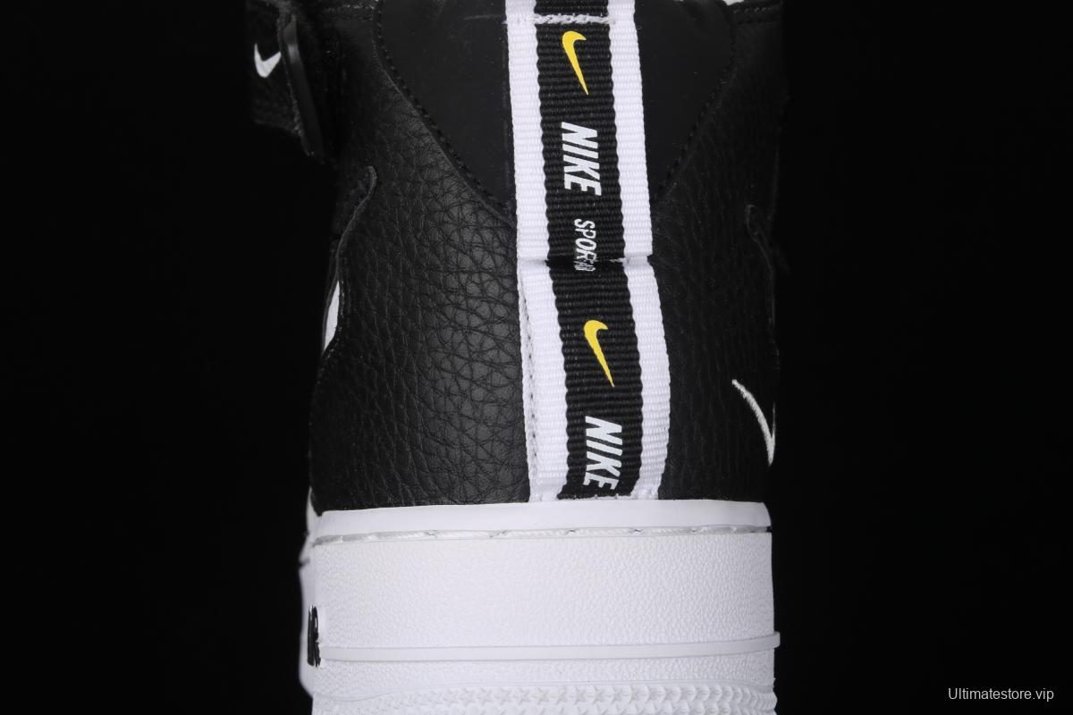 NIKE Air Force 1 Mid'07 Lv8 white and black simple edition OW letter casual board shoes 804609-103