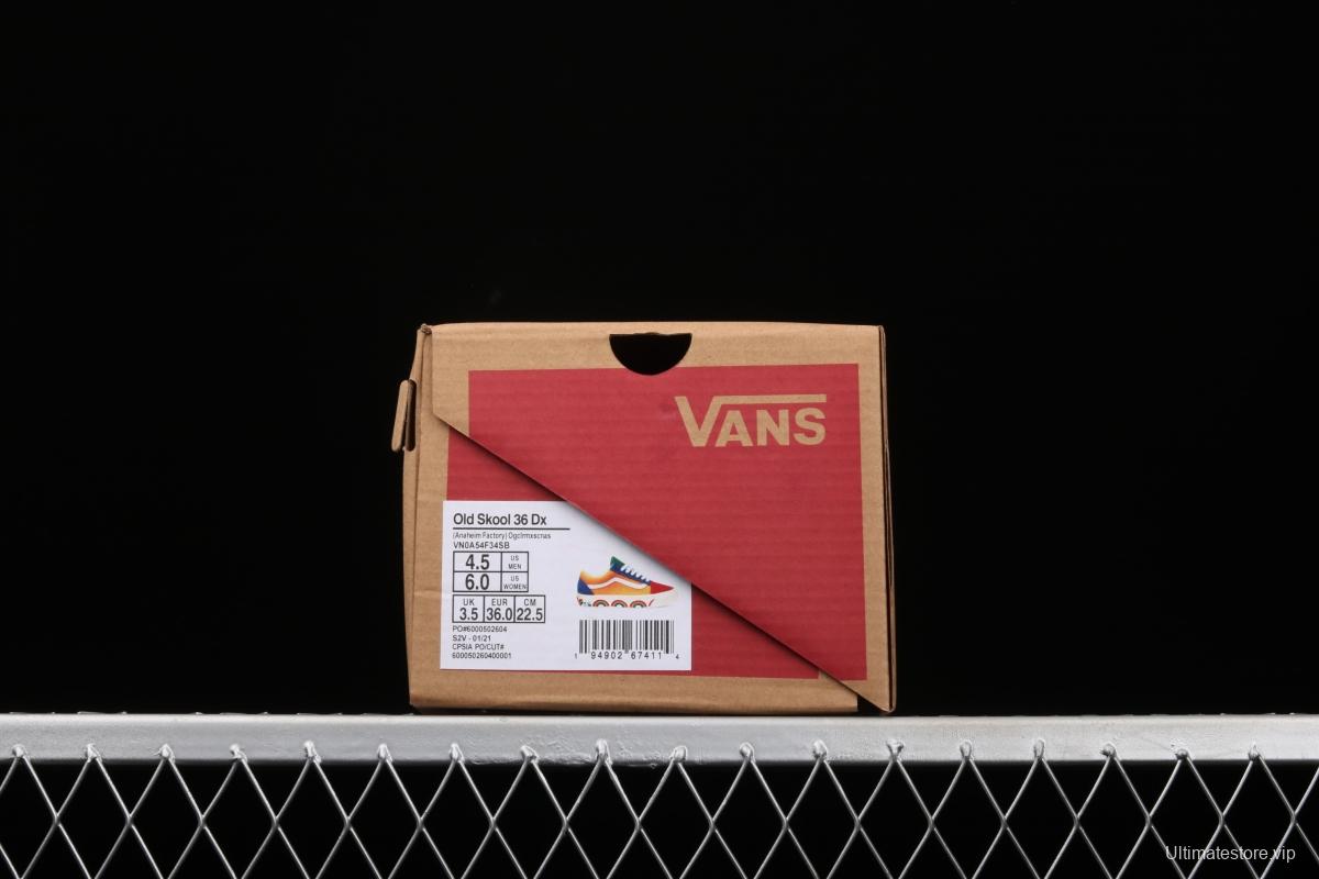 Vans Old Skool 36 limits high-end regional Anaheim color rainbow low-top casual board shoes VN0A54F34SB