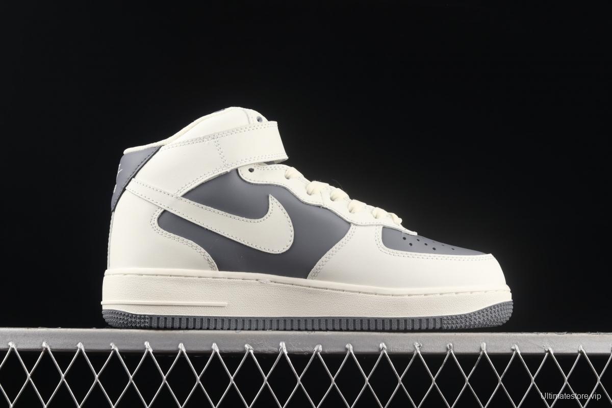 NIKE Air Force 1 Mid'07 Rice White Grey medium-top casual board shoes LZ6819-609