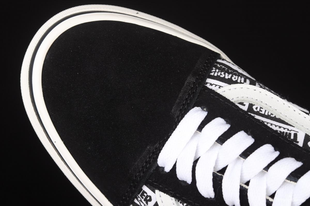 Vans Skate Old Skool Customs x Thrasher co-branded black-and-white brand logo full of low-top casual shoes VN0A5HYKBDI