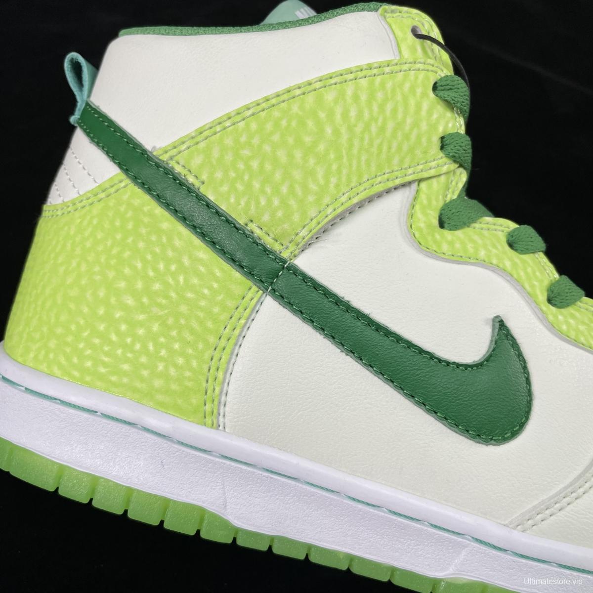 NIKE DUNK High Premium 'Glow In The Dark 2' luminous white and green dunk series retro high-top leisure sports skateboard shoes 312786-131