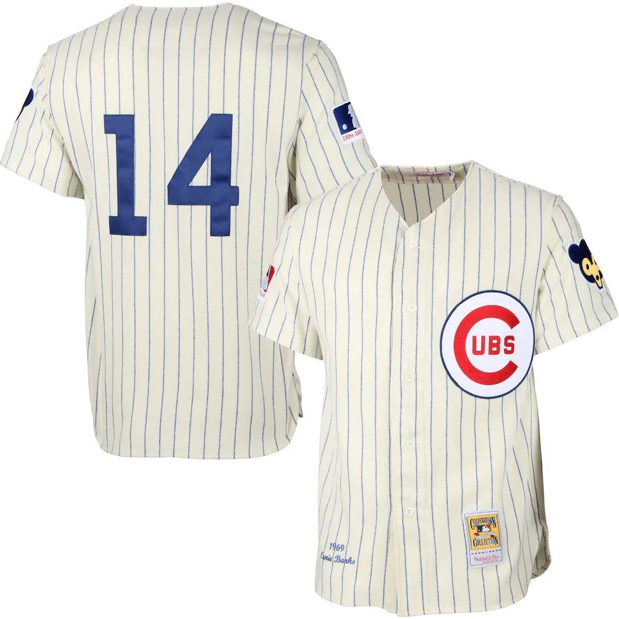 Mens Ernie Banks Cream Throwback Jersey