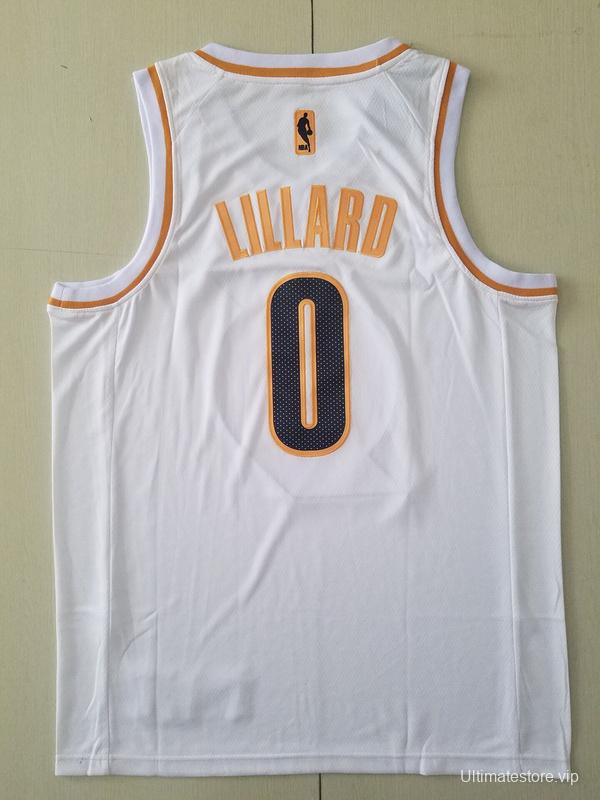 Damian Lillard 0 White Golden Edition Jersey