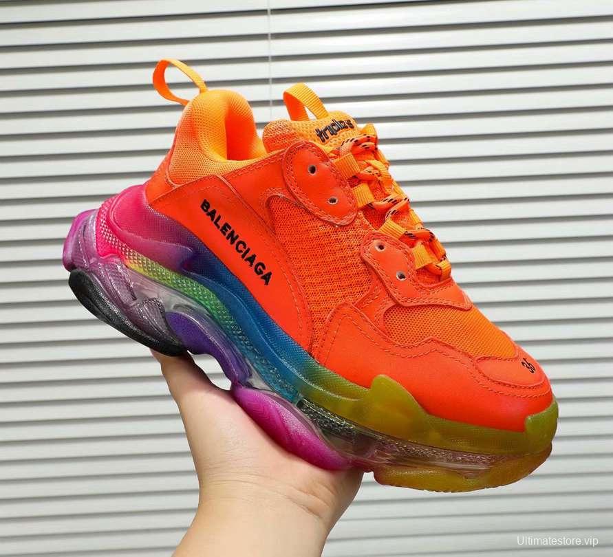 Men/Women Balenciaga Triple S MutiColor Clear Sole Orange Sneaker Item 6380400