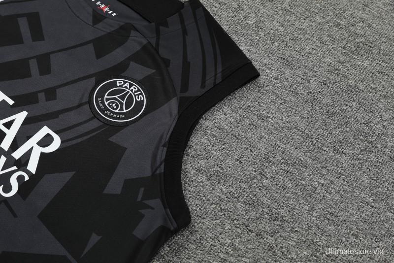 23-24 PSG Black Pattern Vest Jersey+Shorts