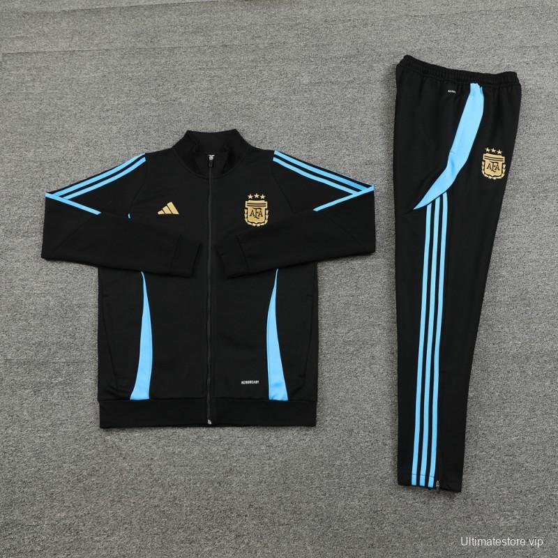 2024 Argentina Black Full Zipper Jacket +Long Pants