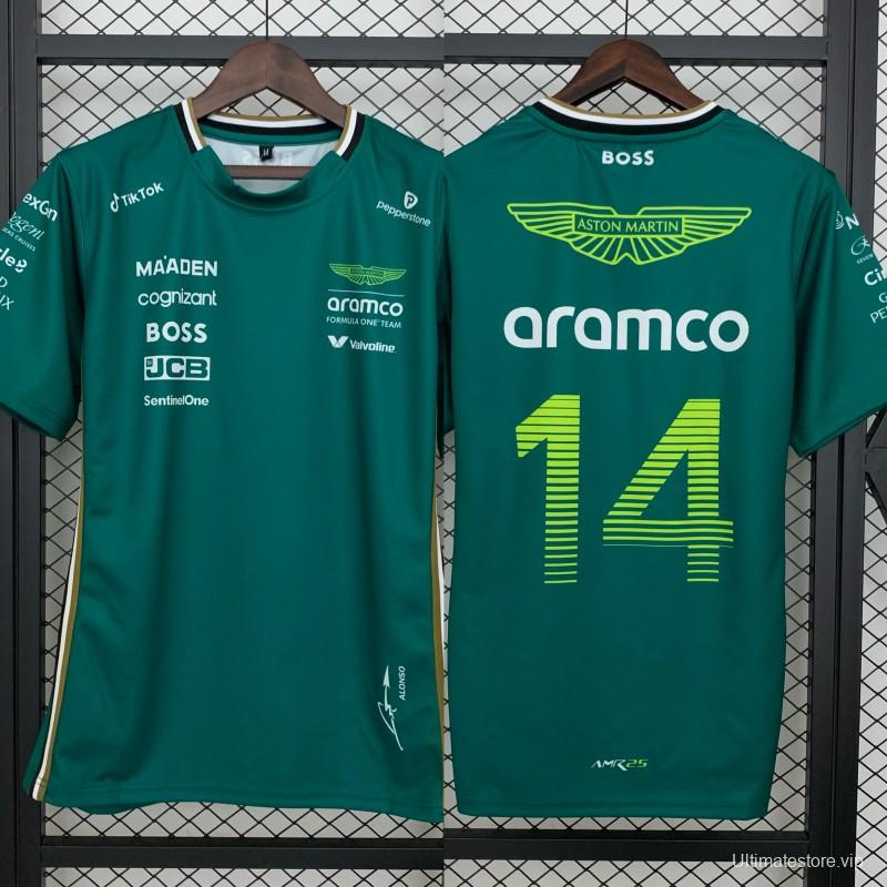 2025 F1 Formula Aston Martin Green ARAMCO #14 T-Shirt