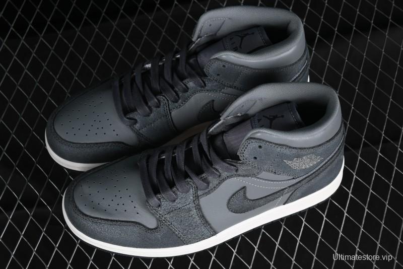 Nike Air Jordan 1 Mid Basketball Shoes in Space Gray - FJ3448-001