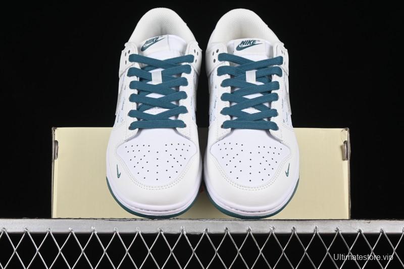 Nike SB Dunk Low Stussy Collaboration - White Grey Green Print Anniversary High-End Custom Low-Top Casual Skate Shoes - XX2025-808
