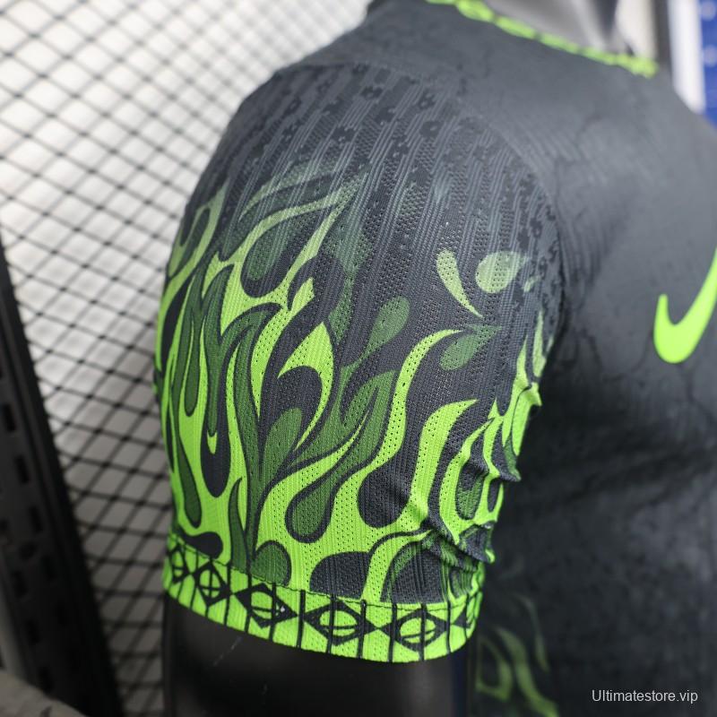 Player Version 2025 Brazil Dark Grey with Neon Green Flame Jersey