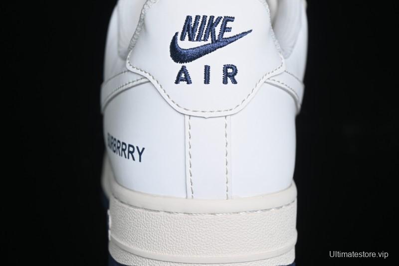 Nike Air Force 1 '07 Low Burberry Collaboration - Off White Navy Blue Patchwork Low Top Casual Sneakers BB8588-222