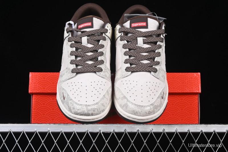 Nike SB Dunk Low Supreme Year of the Snake Limited Edition Grey Python Print Anniversary Custom Low-Top Casual Sneakers - XS1086-018