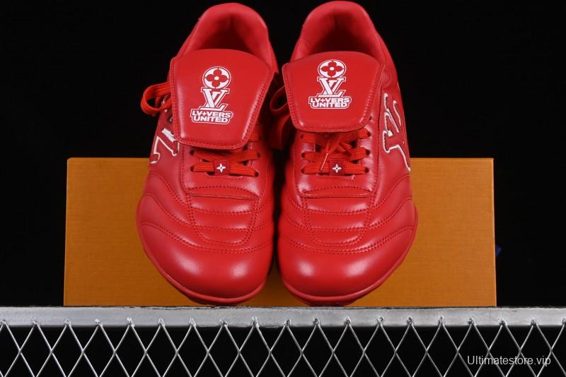 Louis Vuitton Footprint Soccer Low-Top Lifestyle Sneakers Round Toe Lace-Up Casual Shoes Red - AJF6