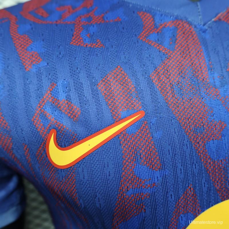 Player Version 25/26 Barcelona Blue with Red Pattern Jersey