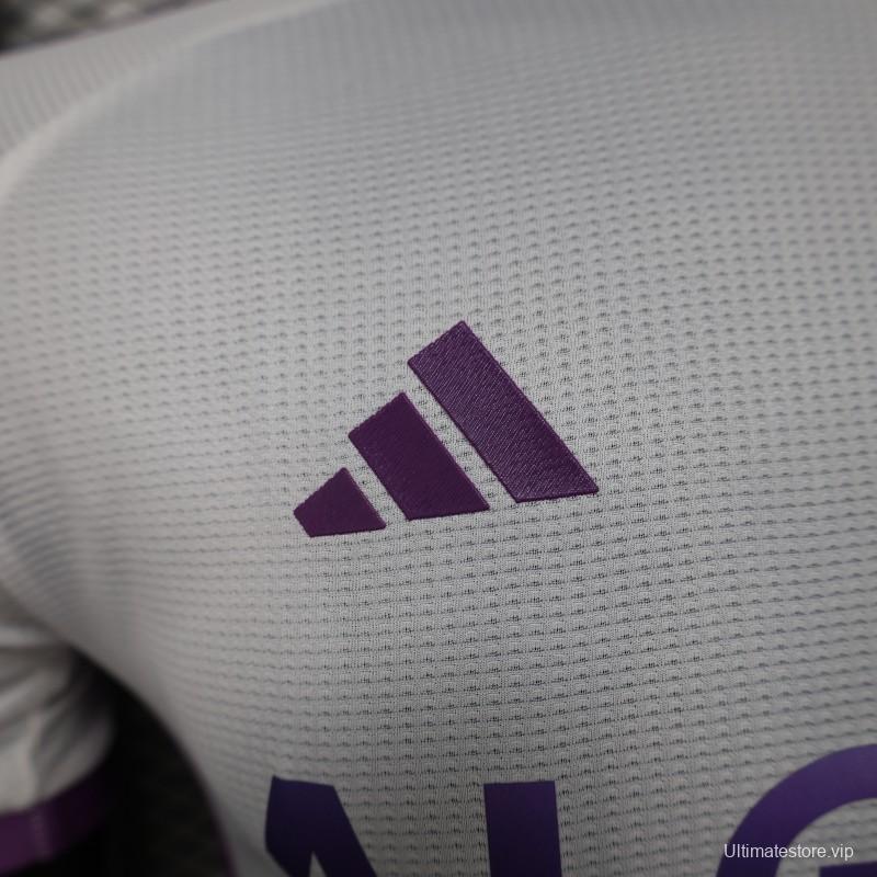 Player Version 2025 Algeria White with Purple Honeycomb Pattern Jersey