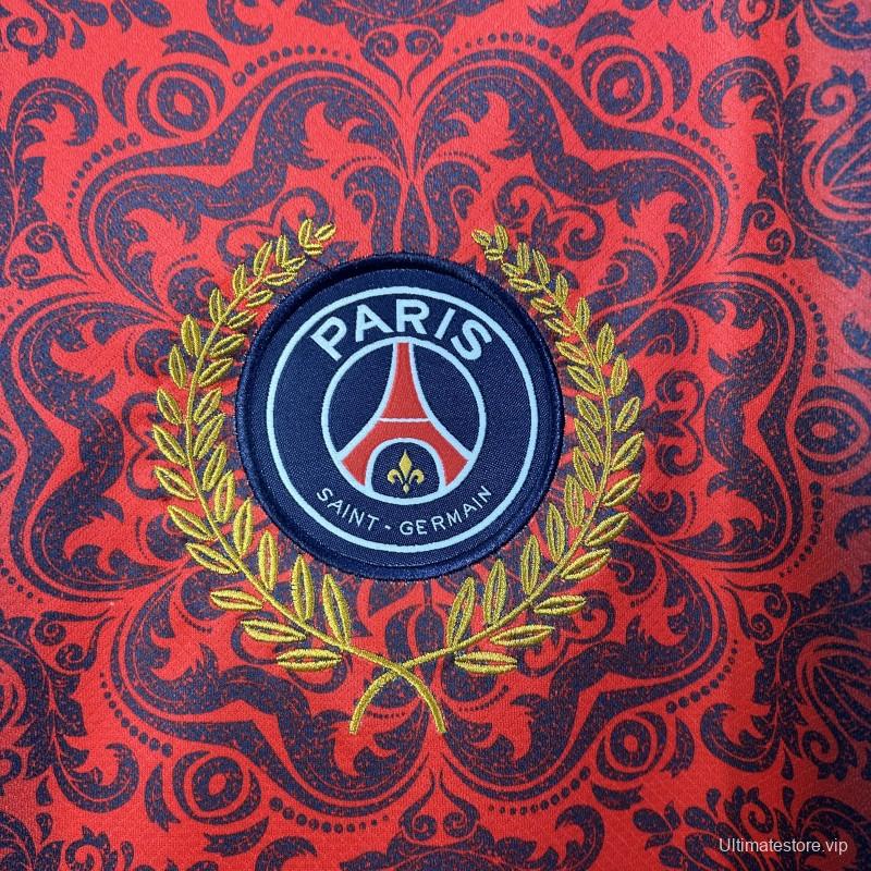 25/26 PSG  Paris Saint-Germain Navy with Red Ornate Pattern Jersey
