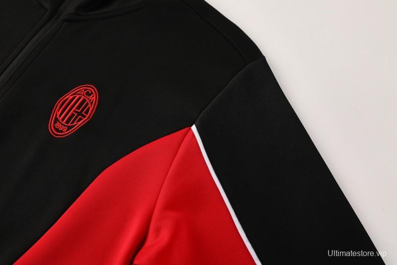 25/26 AC Milan Black/Red Full Zipper Jacket +Long Pants