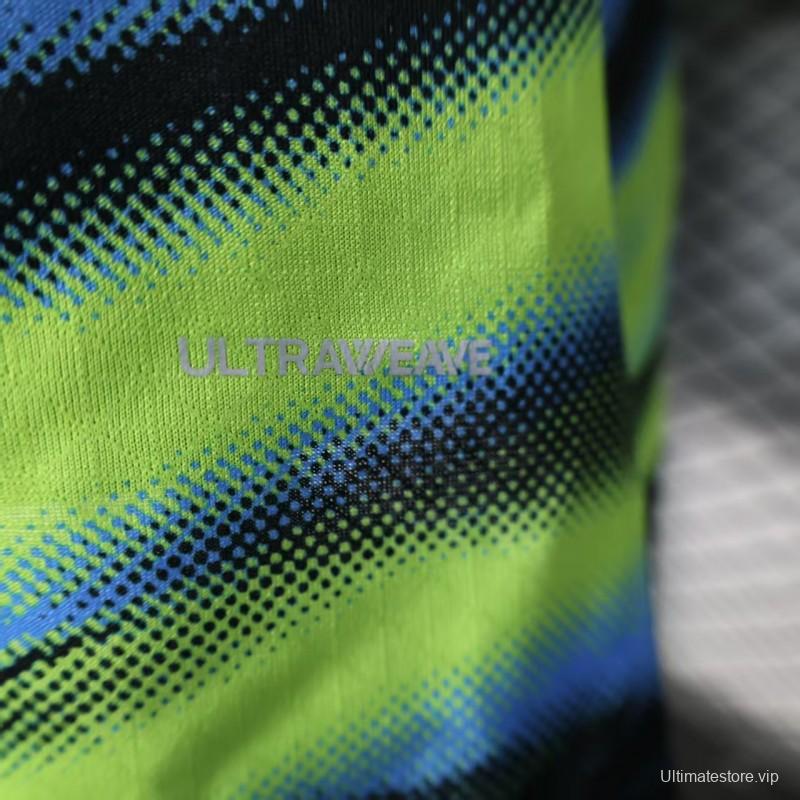 Player Version 25/26 Olympique de Marseille Neon Green Blue Black Gradient Stripe Jersey