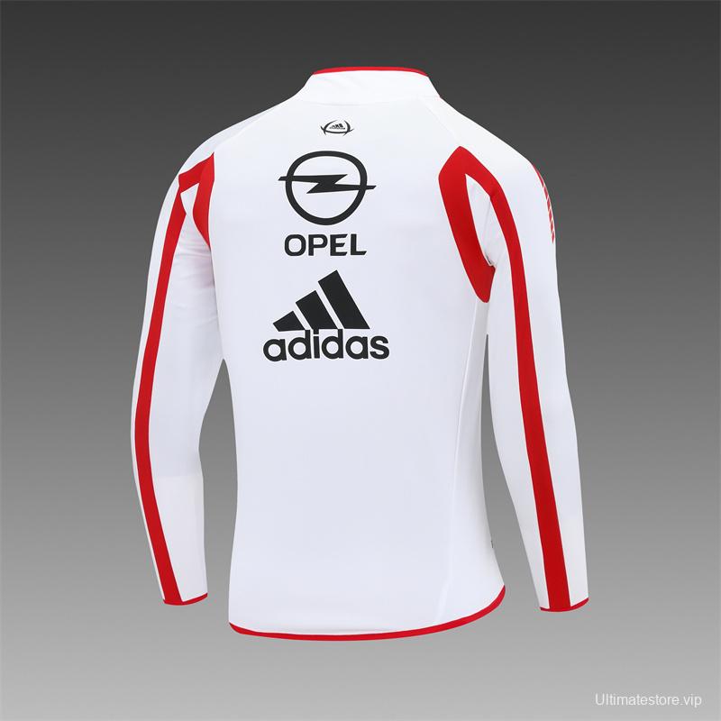 Retro 05/06 AC Milan White Half Zipper Jacket+Long Pants