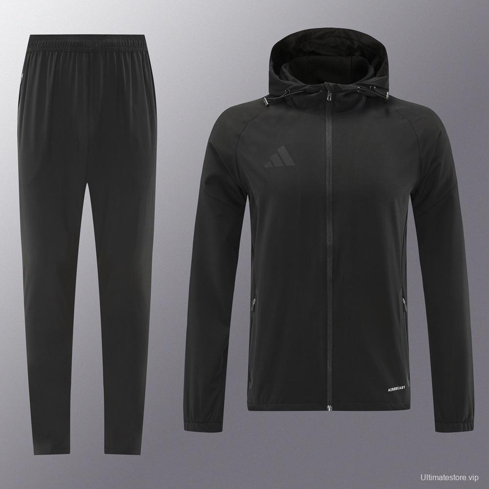 25/26 Adidas Black Hoodie Full Zipper Jacket + Long Pants