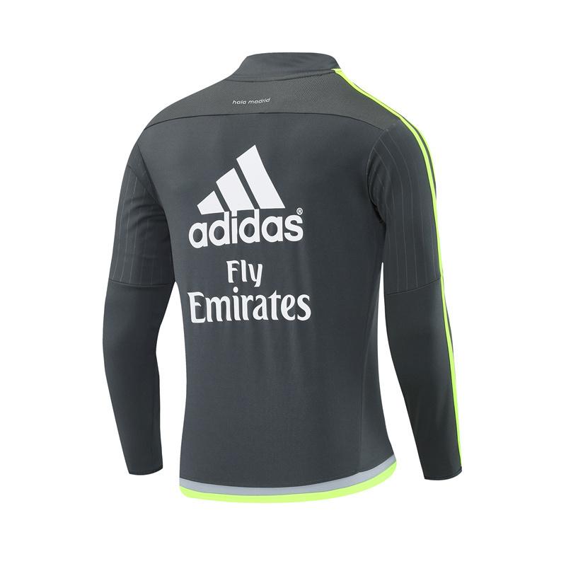 Retro 15/16 Real Madrid Dark Grey Half Zipper Jacket+Long Pants