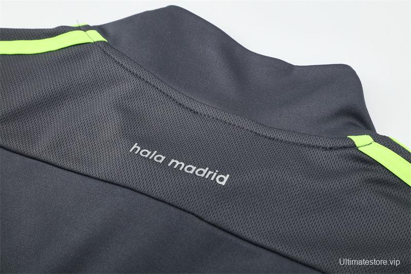 Retro 15/16 Real Madrid Dark Grey Half Zipper Jacket