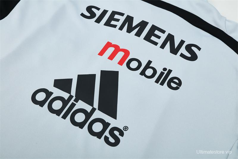 Retro 04/05 Real Madrid Light Grey Half Zipper Jacket+Long Pants