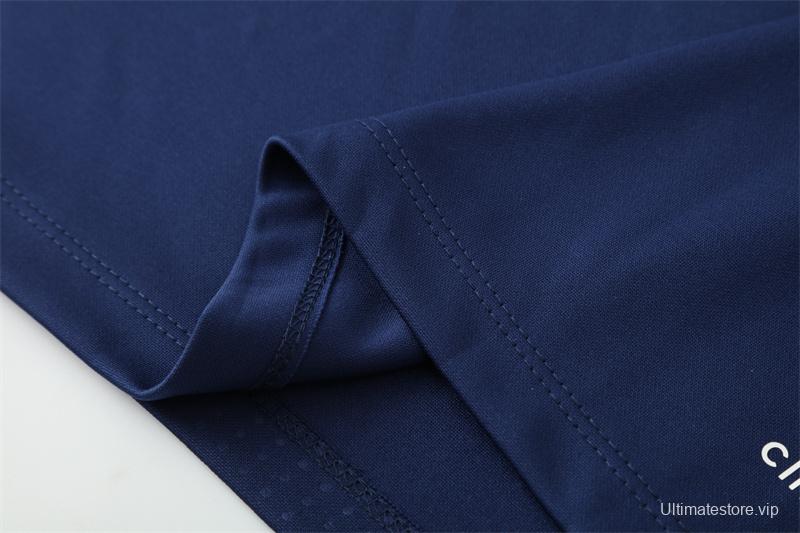 Retro 16/17 Real Madrid Royal Blue Half Zipper Jacket+Long Pants