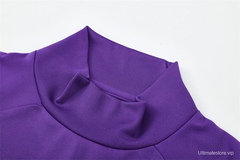 Retro 16/17 Real Madrid Purple Half Zipper Jacket+Long Pants