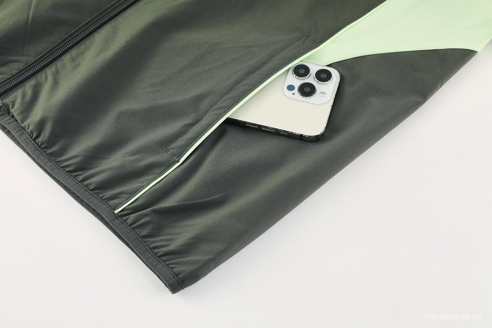 25/26 Real Madrid Dark Green Half Zipper Jacket+Long Pants S-3XL