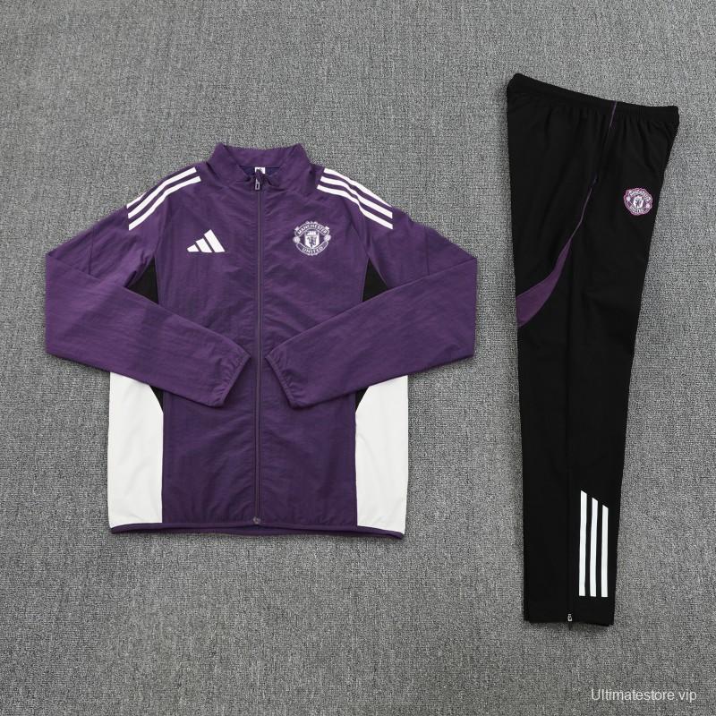 25/26 Manchester United Purple S-2XL Half Zipper Jacket+Long Pants