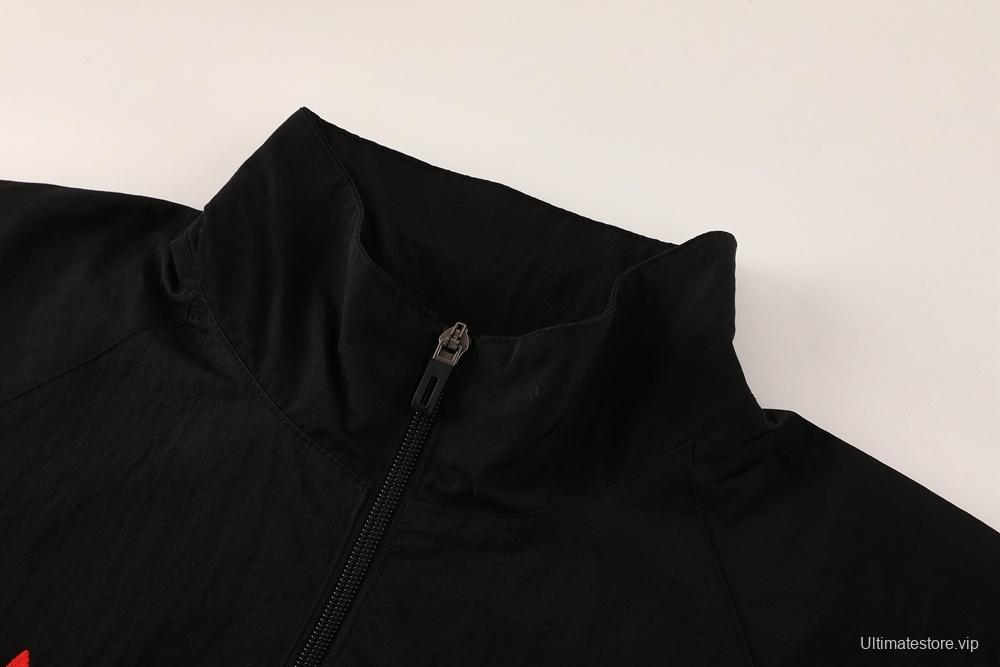 25/26 Manchester United Black Half Zipper Jacket+Long Pants S-3XL