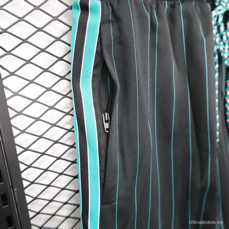 25/26 Liverpool Adidas Original Black with Teal Pinstripes Shorts