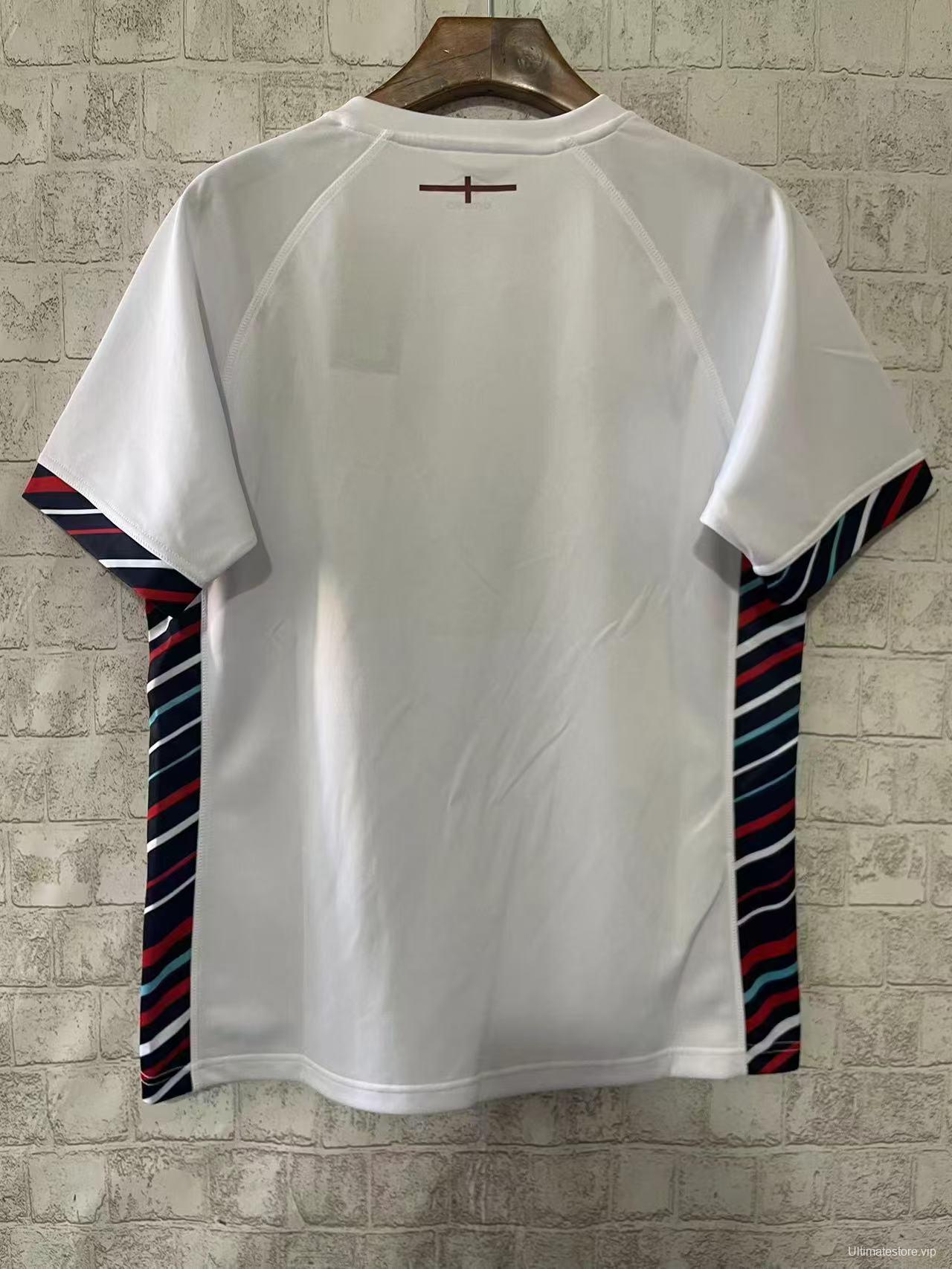 2025 England White with Diagonal Stripe Pattern Home Jersey