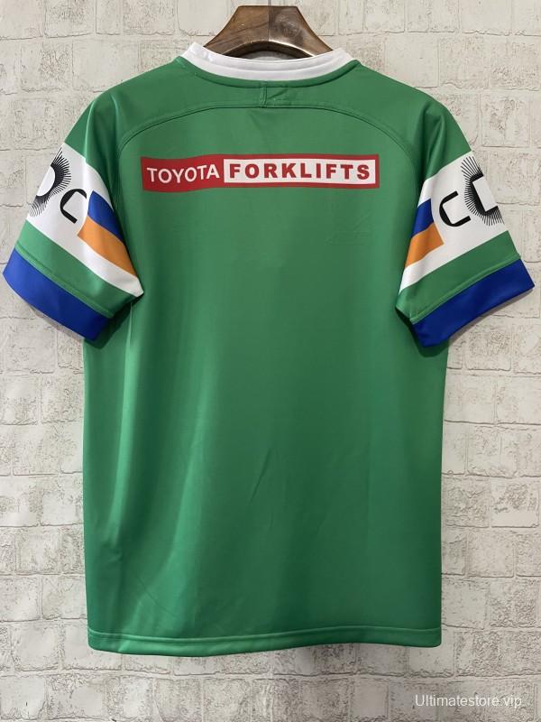 25/26 Canberra Raiders Green with White, Blue and Gold Stripes Jersey
