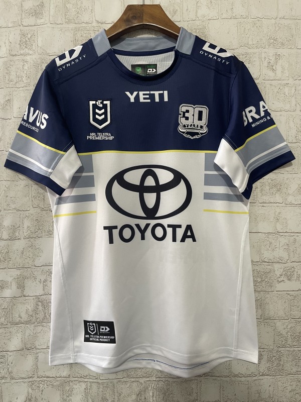 25/26 North Queensland Cowboys White and Navy with Grey Stripes Jersey