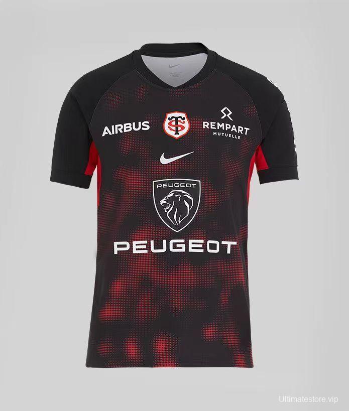 24/25 Stade Toulousain Black with Red Digital Camo Pattern Home Jersey
