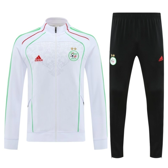 2026 Algeria White with Green and Red Stripes FULL Zipper Jacket Tracksuit +Long Pants