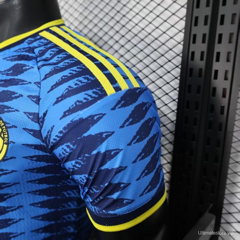 Player Version 2026 Colombia Away Blue with Zigzag Wave Pattern Jersey