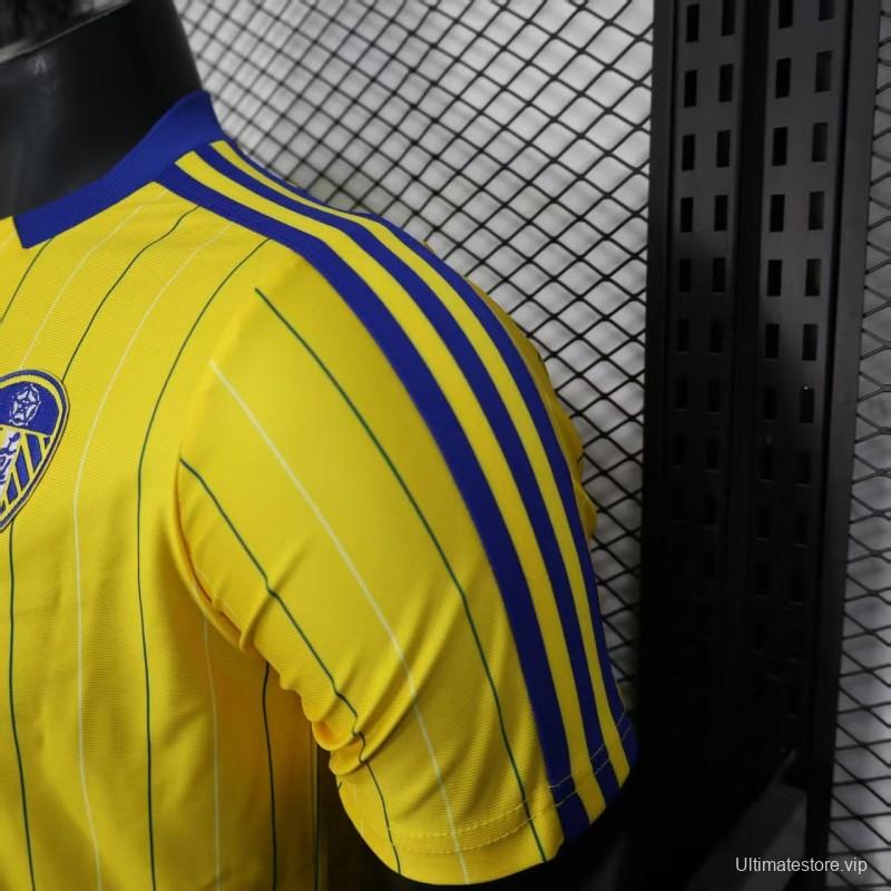 Player Version 25/26 Leeds United Retro Home Yellow with Vertical Stripe Pattern Jersey