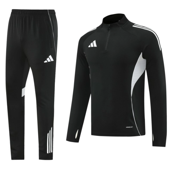 25/26  Adidas Black Full zipper Jacket Tracksuit+ long pants