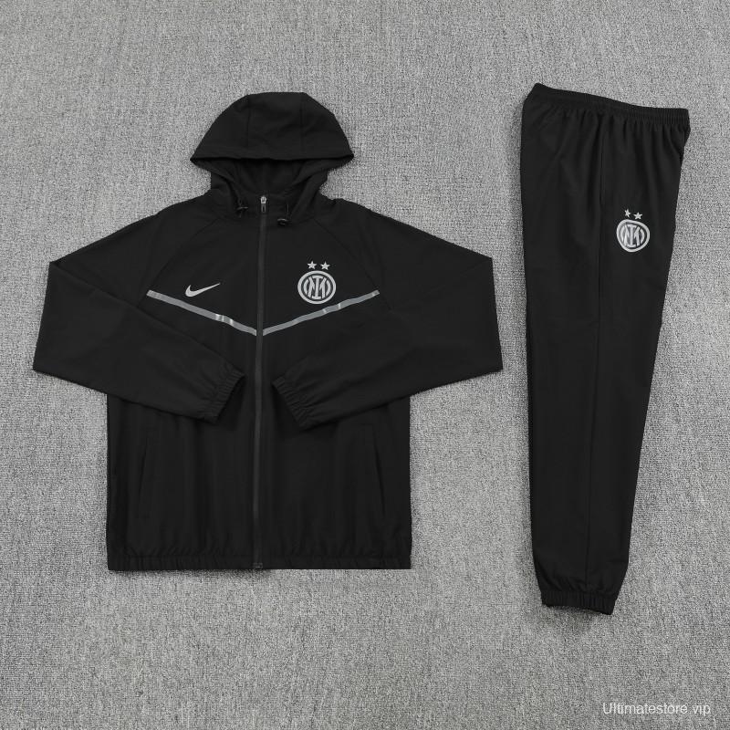 25/26 Inter Milan Black Full zipper Jacket Tracksuit+ long pants