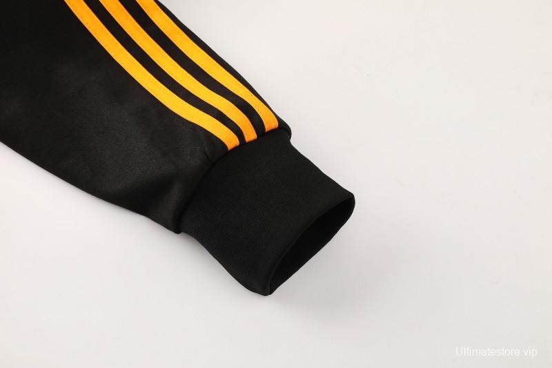 26/27 Roma Black Full Zipper Hooded Jacket Tracksuit + Long Pants