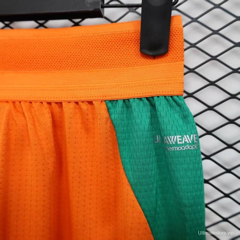 2026 Player Version Ivory Coast Orange with Green Side Panels Shorts
