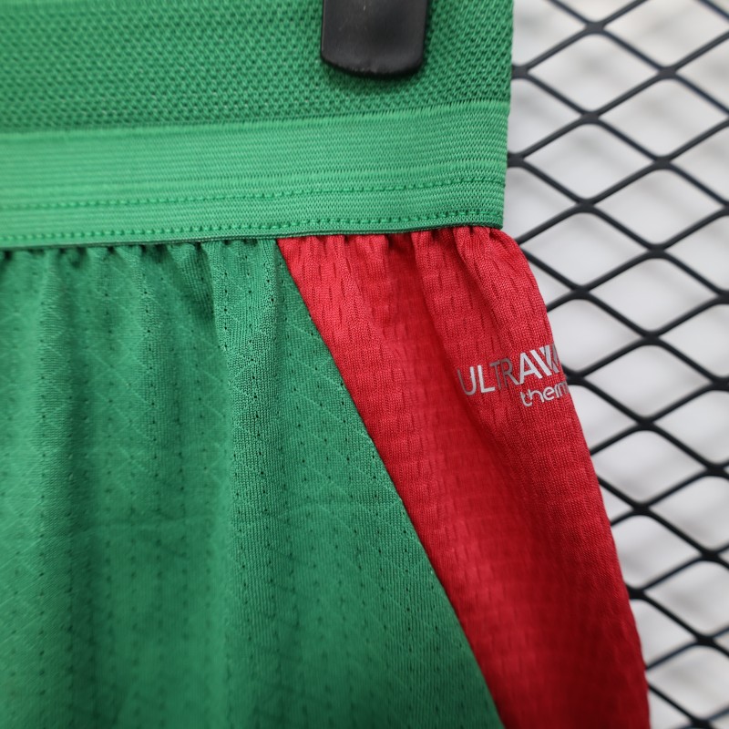 2026 Player Version Morocco Green with Red Side Panels Shorts