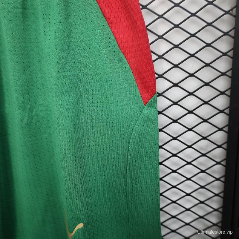 2026 Player Version Morocco Green with Red Side Panels Shorts