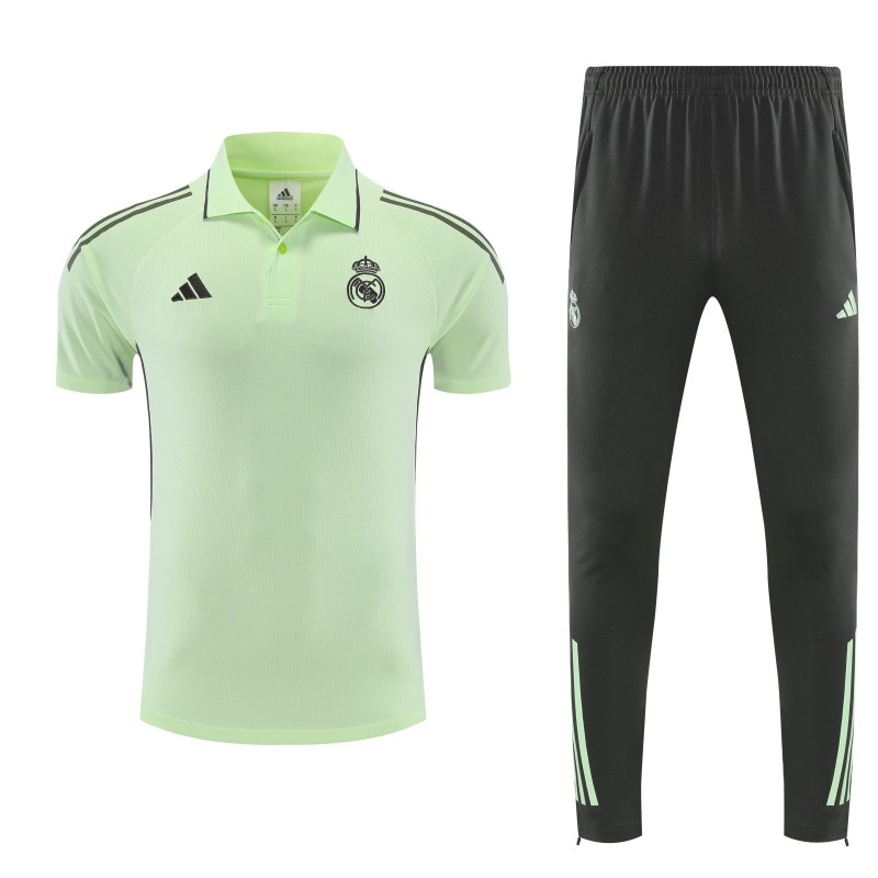 26/27 Real Madrid Light Green  Polo Training Shirt + Long Pants Tracksuit