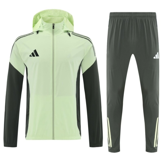 26/27 Adidas Neon Green Full Zipper Hooded Jacket Tracksuit + Long Pants