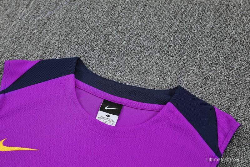 26/27 Barcelona Purple & Navy Blue Sleeveless Training Vest + Shorts
